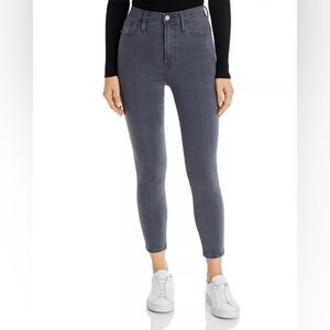 FRAME Ali High-Rise Cigarette Jeans in Washed Gray Plaid size 23